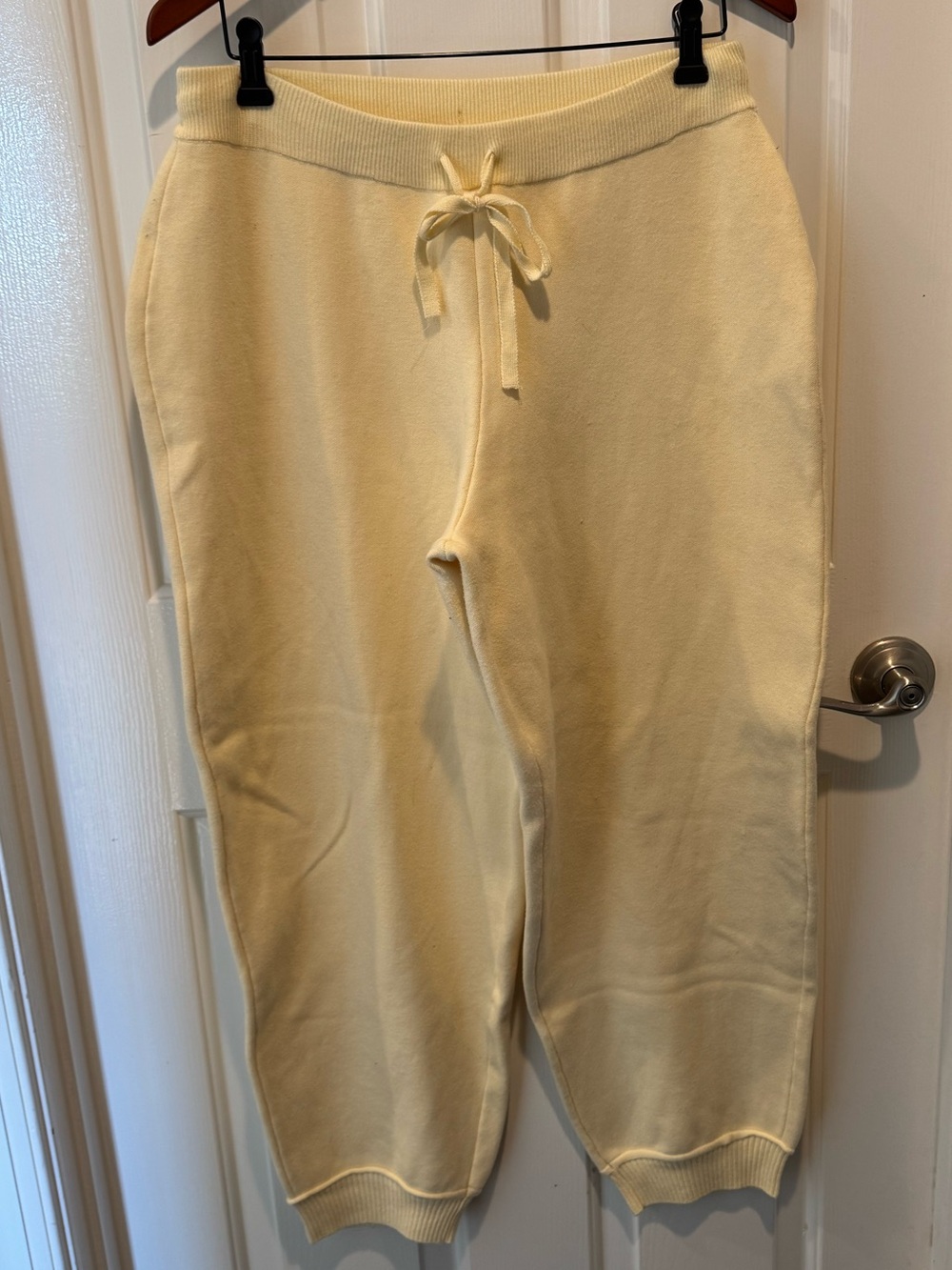Anthropologie Butter Yellow Drawstring Knit Sweatpants Size L Petite